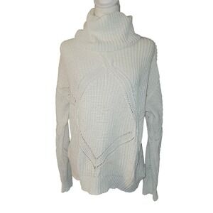 Alexis Taylor New York Cowl Neck Cable Knit Sweater Cream White Size S